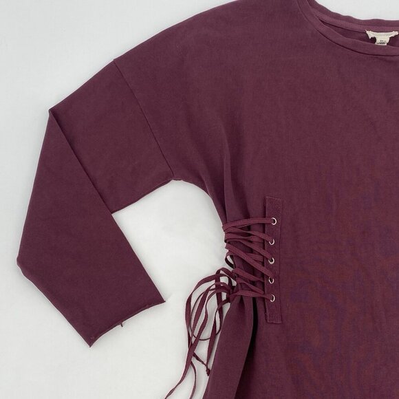 Silence + Noise Size Small Lace-Up Side Corset T-Shirt Dress Wine NWT - Picture 7 of 15